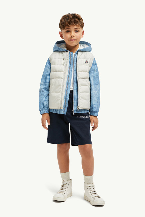 Shorts de gabardina de algodón con logotipo Niño Azul marino Moncler 1