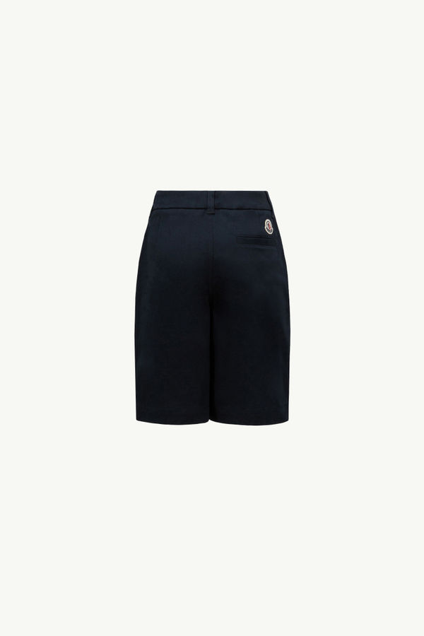 Logo Cotton Gabardine Shorts Boy Navy Blue Moncler 2