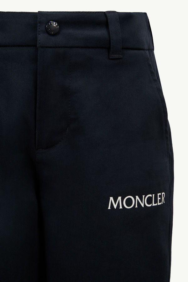 Logo Cotton Gabardine Shorts Boy Navy Blue Moncler 3