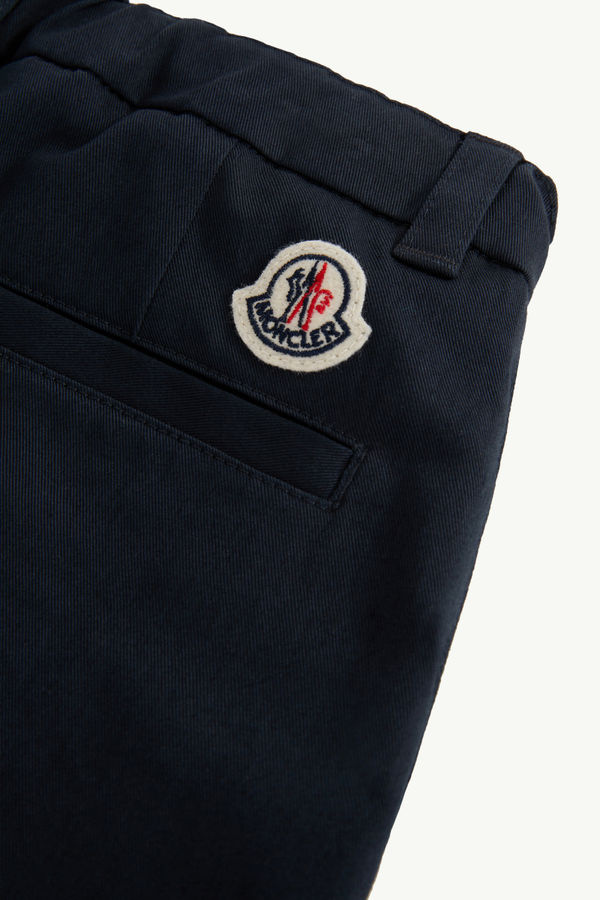 Logo Cotton Gabardine Shorts Boy Navy Blue Moncler 4