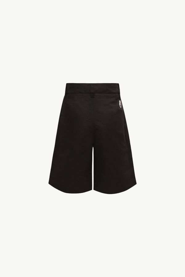 Cotton & Linen Gabardine Shorts Boy Black Moncler 1