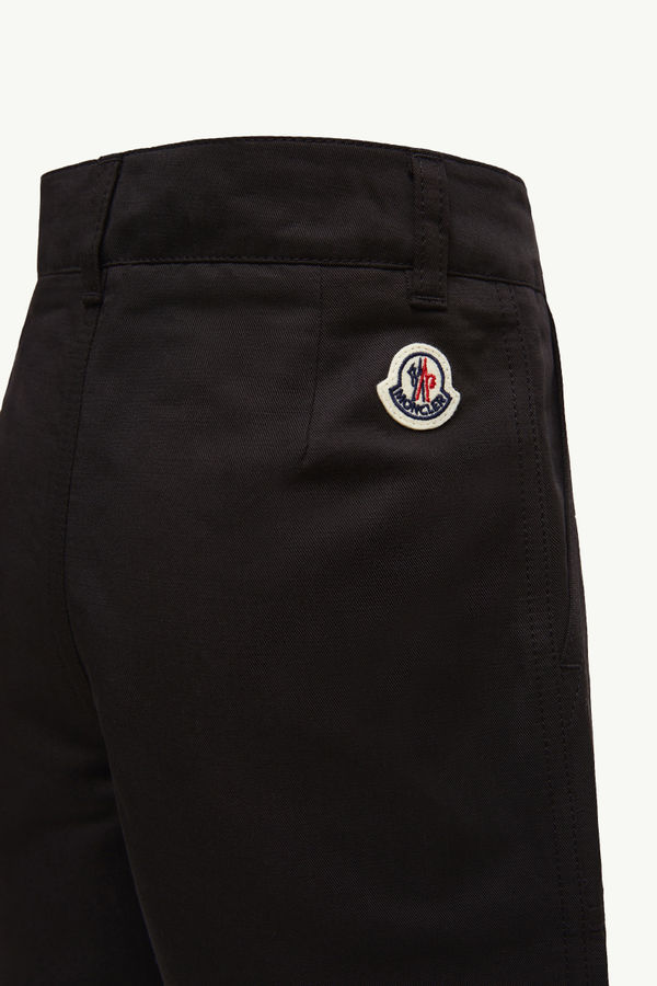 Cotton & Linen Gabardine Shorts Boy Black Moncler 2
