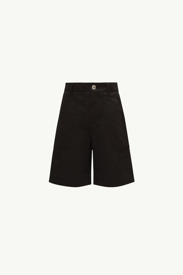 Cotton & Linen Gabardine Shorts Boy Black Moncler 0