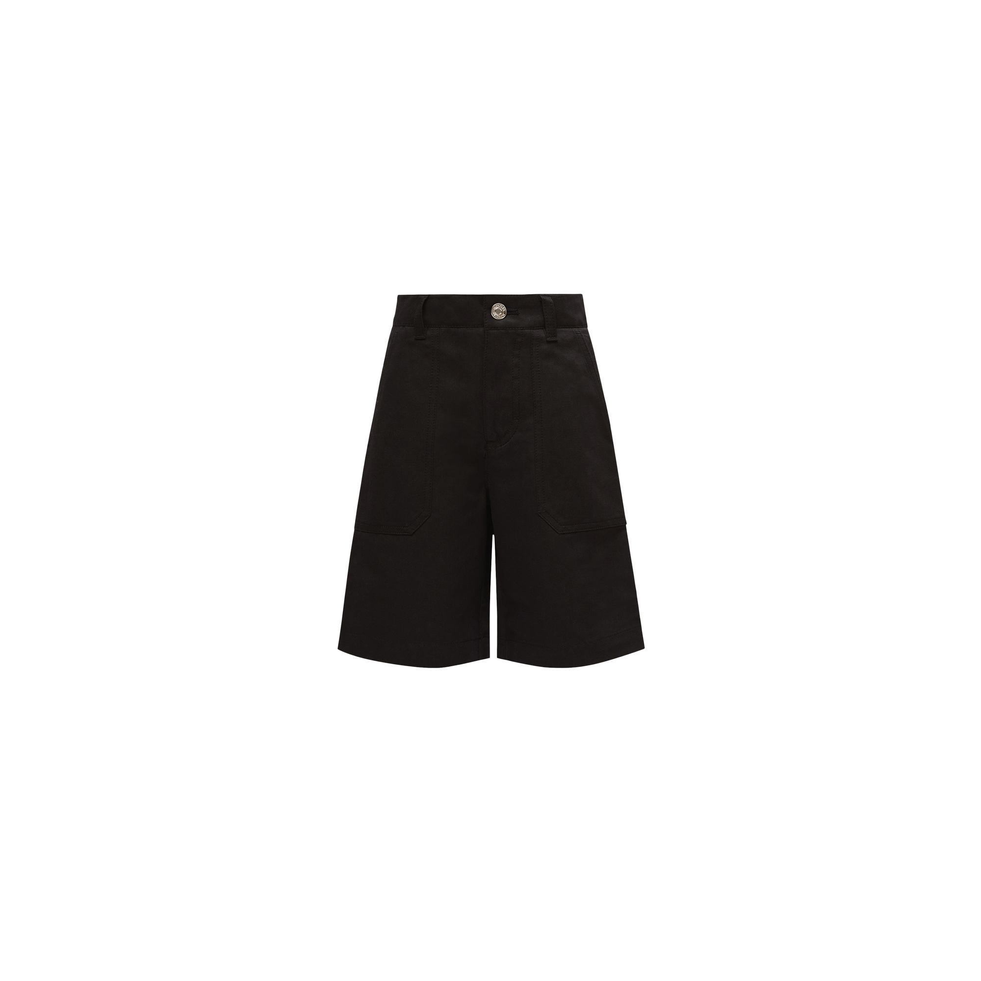 MONCLER ENFANT Cotton & Linen Gabardine Shorts, Boy, Black, Size: 12Y
