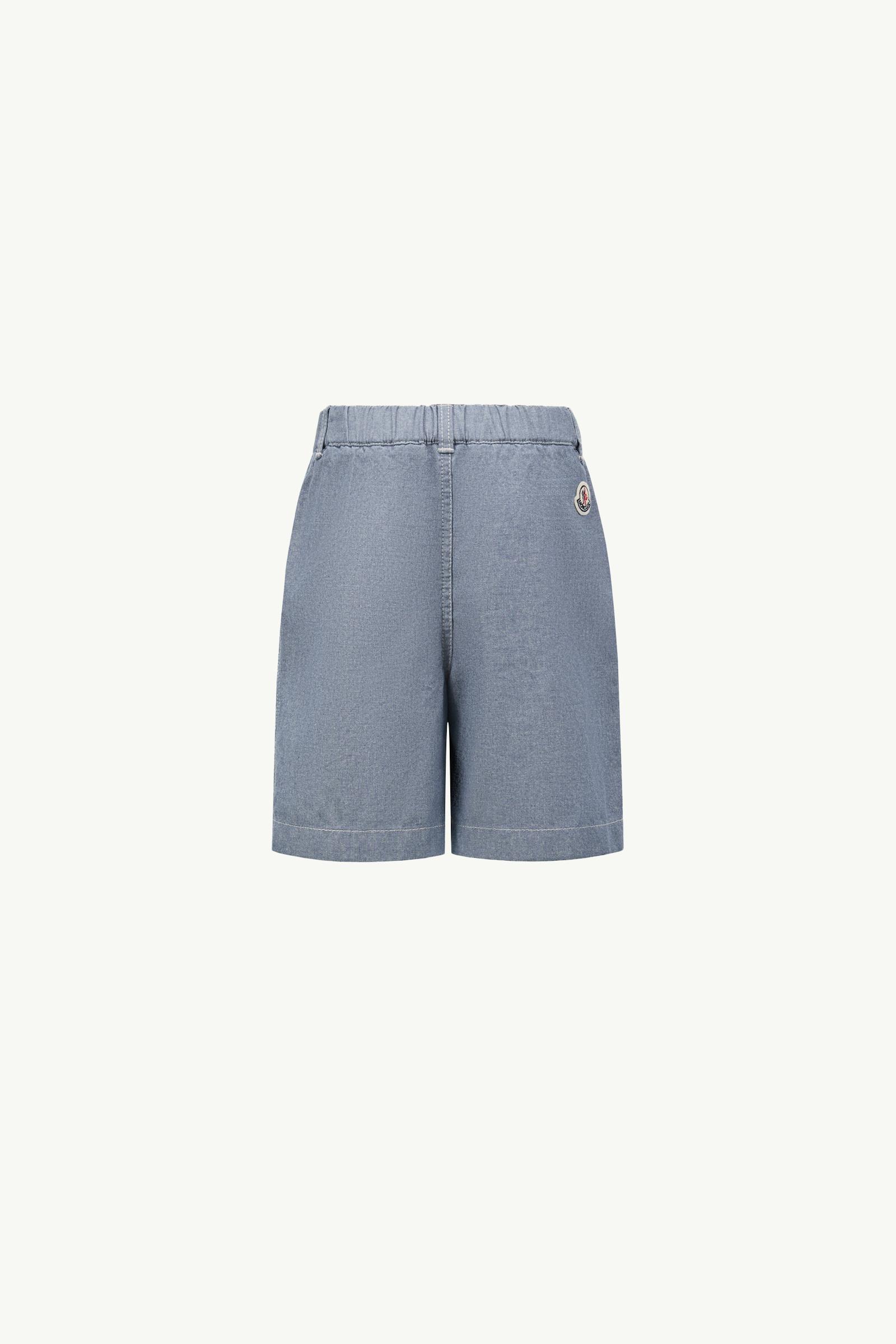 Cotton Chambray Shorts Boy Light Blue Moncler 1