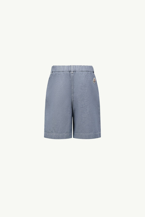 Cotton Chambray Shorts Boy Light Blue Moncler 1