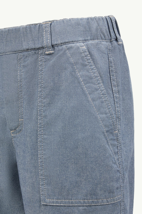 Cotton Chambray Shorts Boy Light Blue Moncler 2