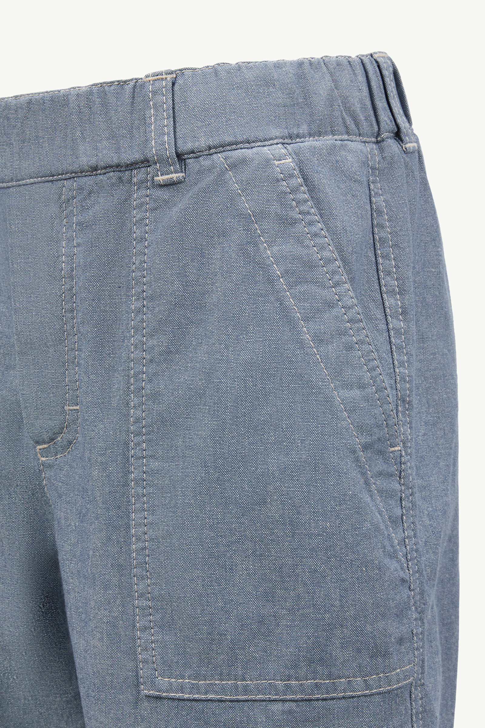 Cotton Chambray Shorts Boy Light Blue Moncler 2