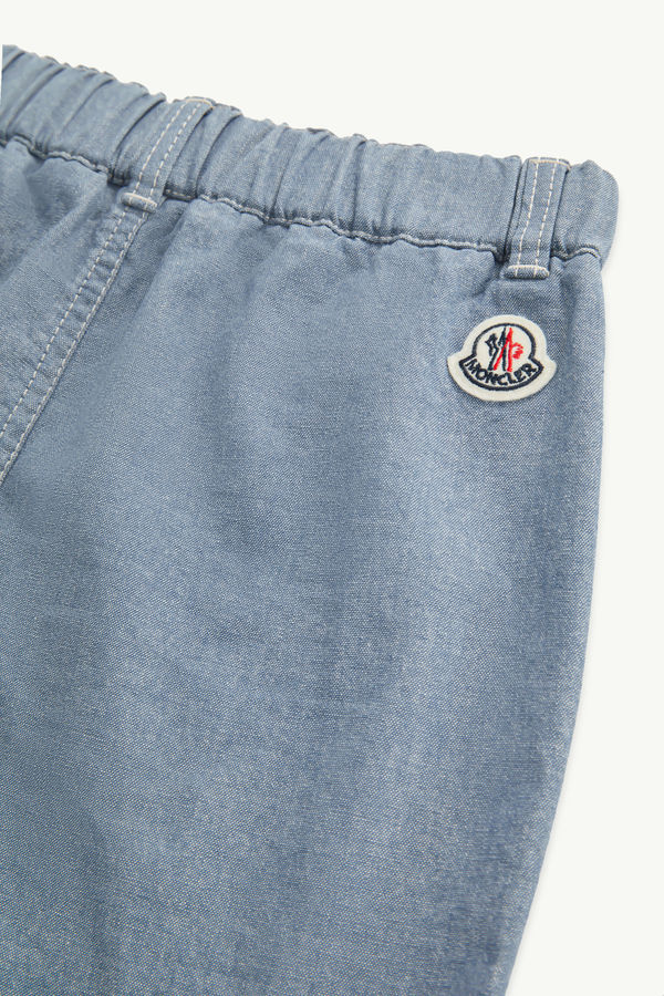 Cotton Chambray Shorts Boy Light Blue Moncler 3