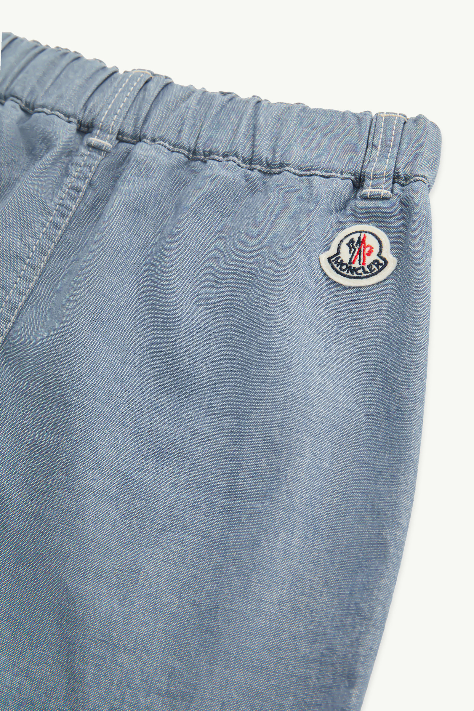 Cotton Chambray Shorts Boy Light Blue Moncler 3