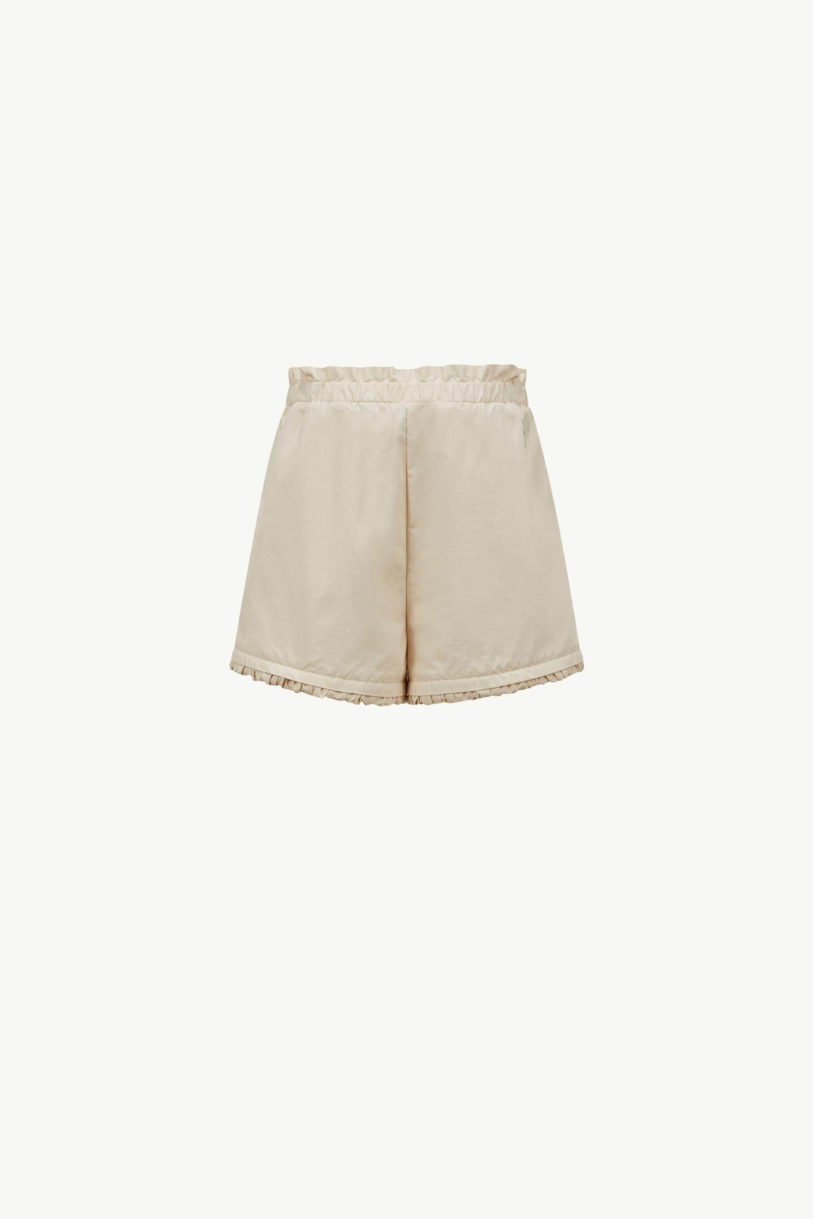 Ruffle-Trimmed Cotton Blend Shorts Girl Light Beige Moncler 1
