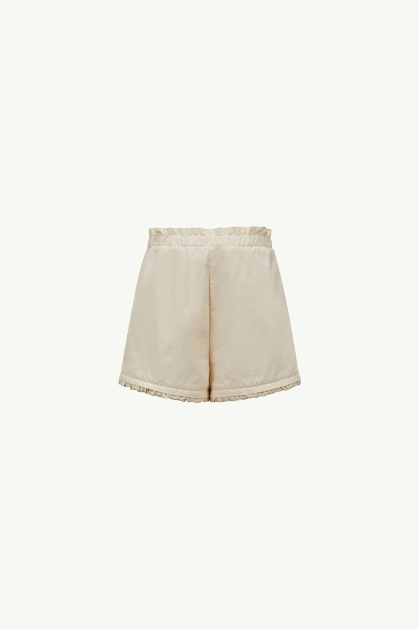 Ruffle-Trimmed Cotton Blend Shorts Girl Light Beige Moncler 3
