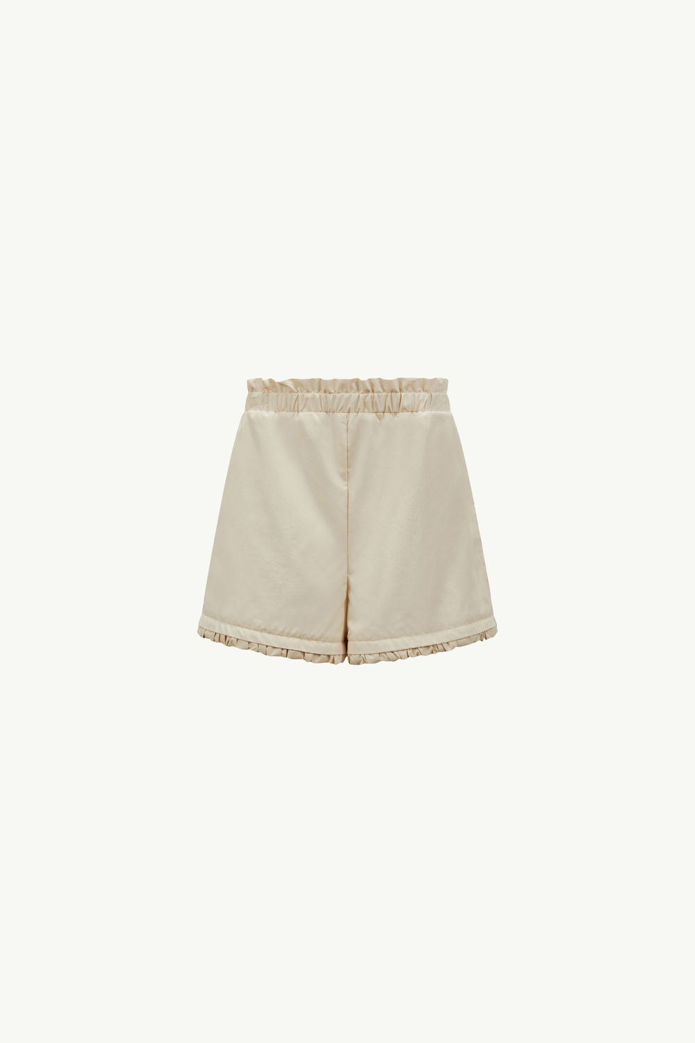 Ruffle-Trimmed Cotton Blend Shorts Girl Light Beige Moncler 0