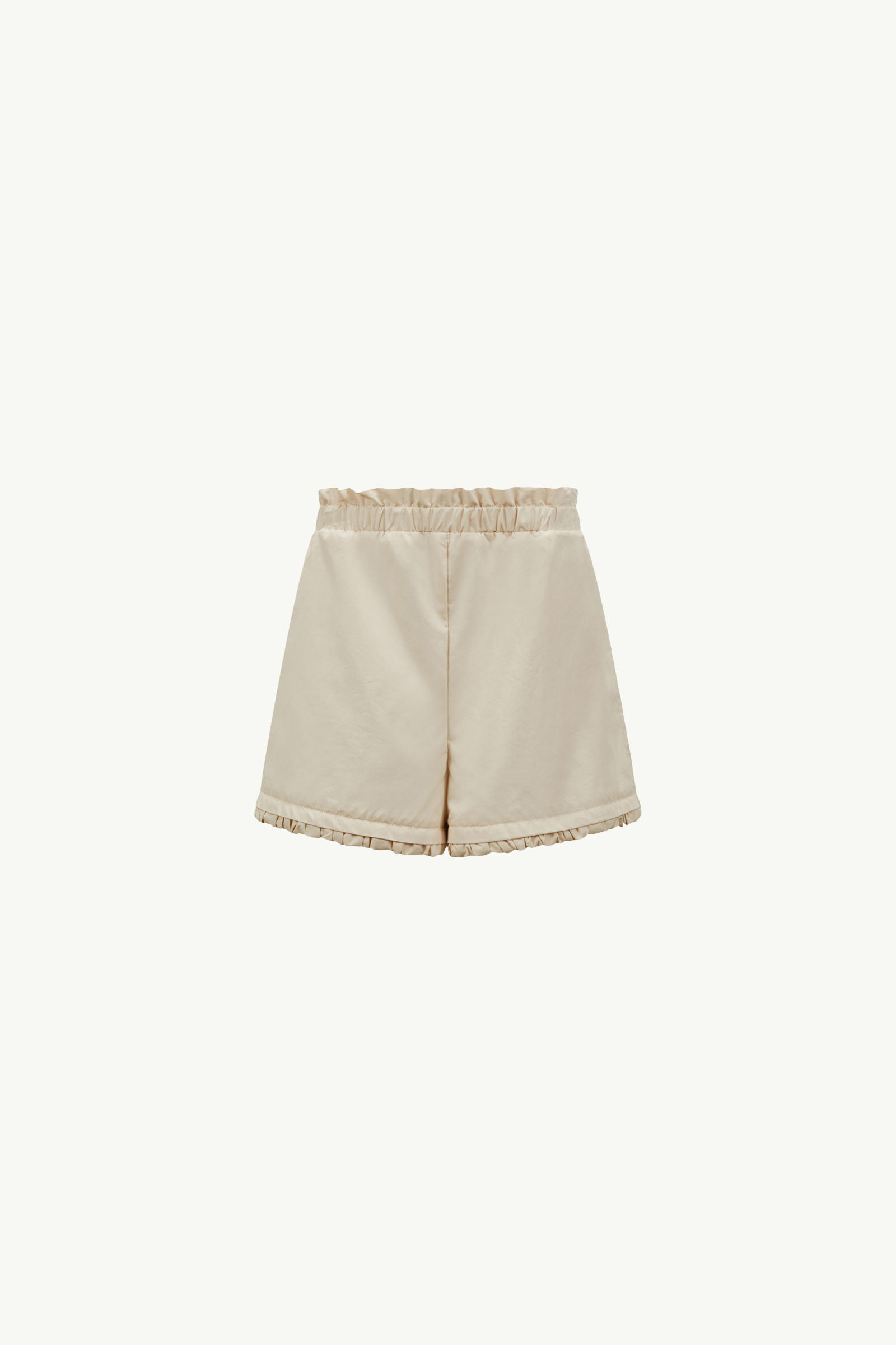 Ruffle-Trimmed Cotton Blend Shorts Girl Light Beige Moncler 0