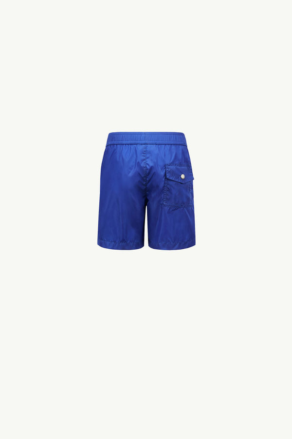 Tricolour-Trimmed Swim Shorts Boy Electric Blue Moncler 2