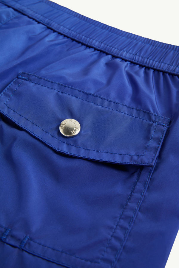 Tricolour-Trimmed Swim Shorts Boy Electric Blue Moncler 4