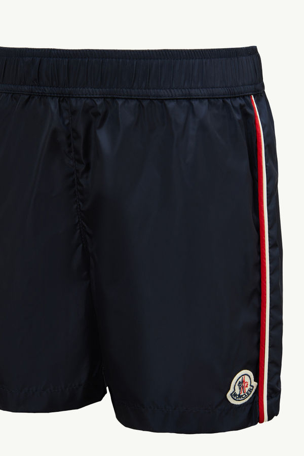 Tricolour-Trimmed Swim Shorts Boy Blue Moncler 2