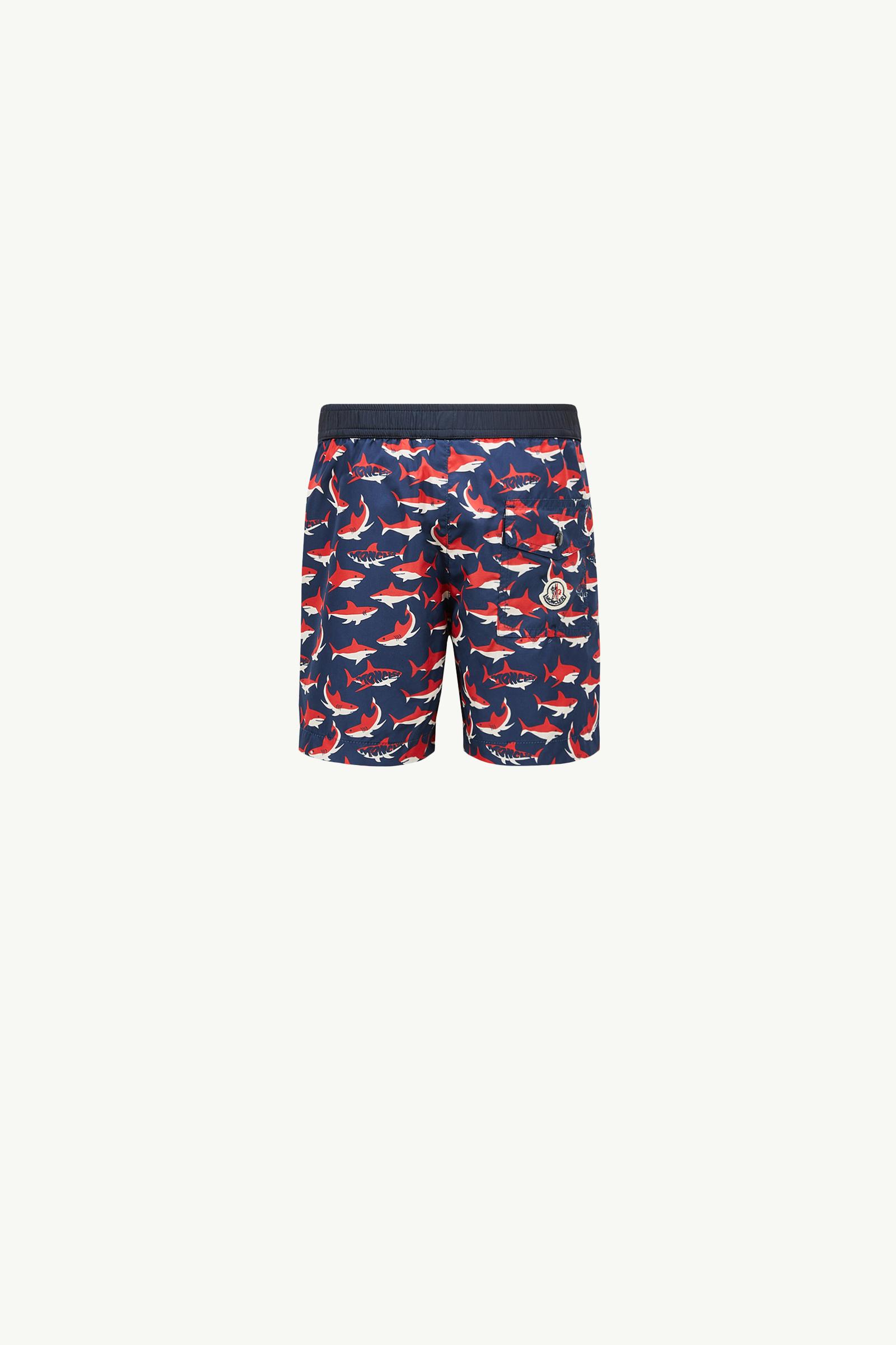 Badeshorts mit Hai-Print Jungen Weiß & Blau & Rot Moncler 1