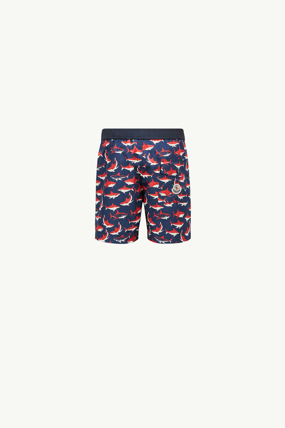 Shark Print Swim Shorts Boy White & Blue & Red Moncler 1