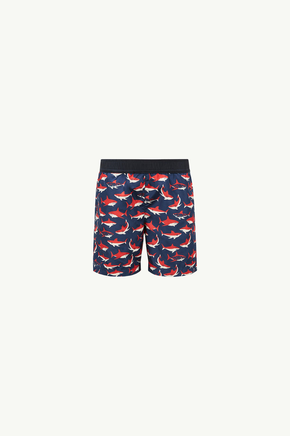 Shark Print Swim Shorts Boy White & Blue & Red Moncler 0