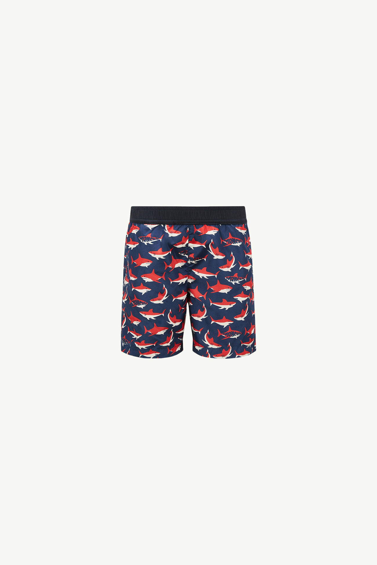Shark Print Swim Shorts Boy White & Blue & Red Moncler 0