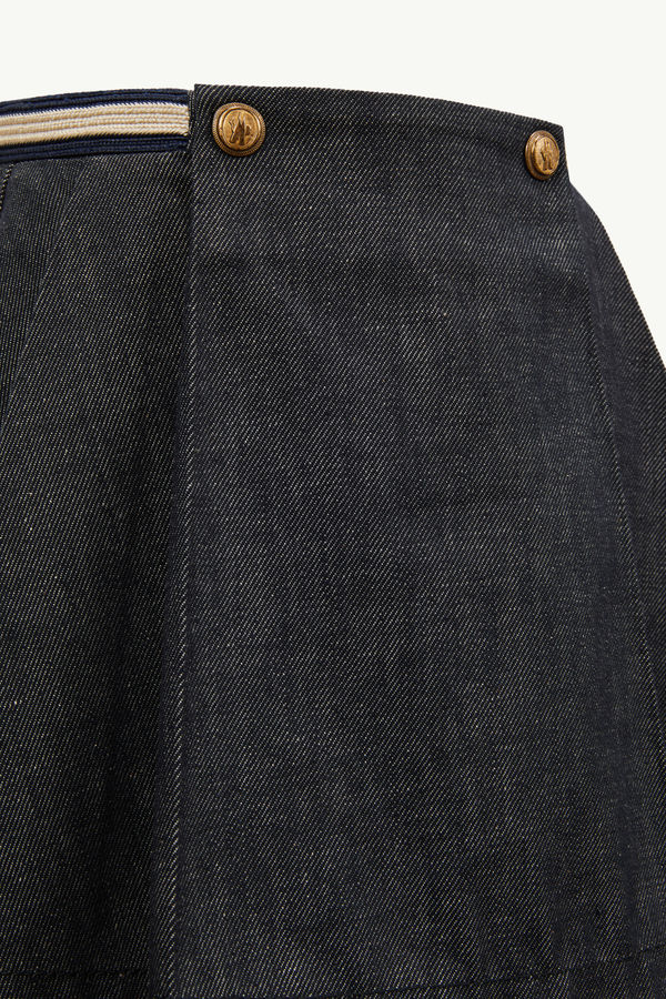 Pleated Denim Skirt Girl Denim Blue Moncler 3