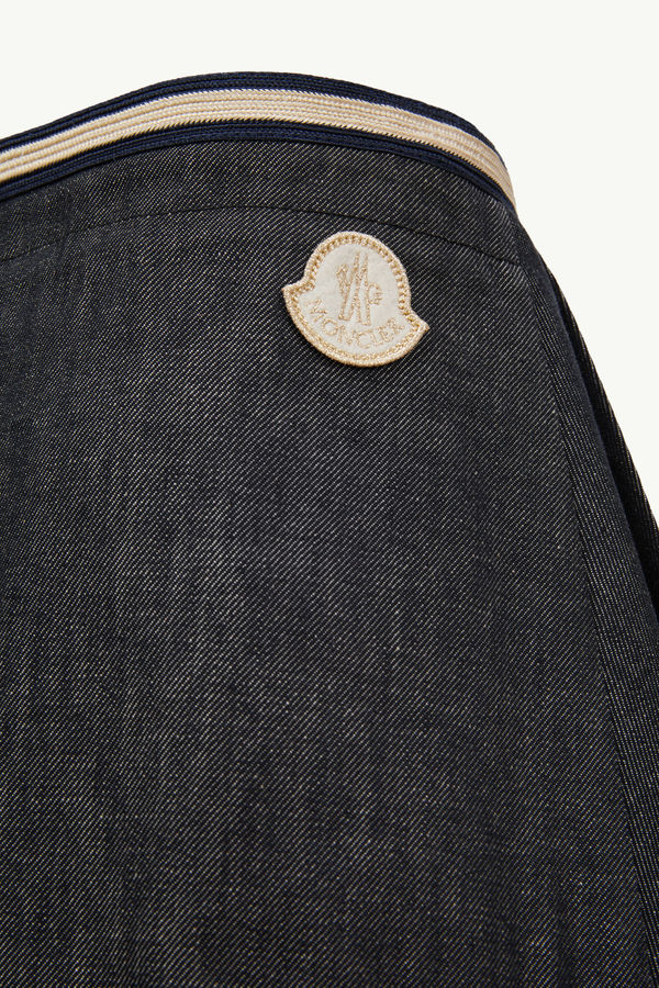 Pleated Denim Skirt Girl Denim Blue Moncler 4