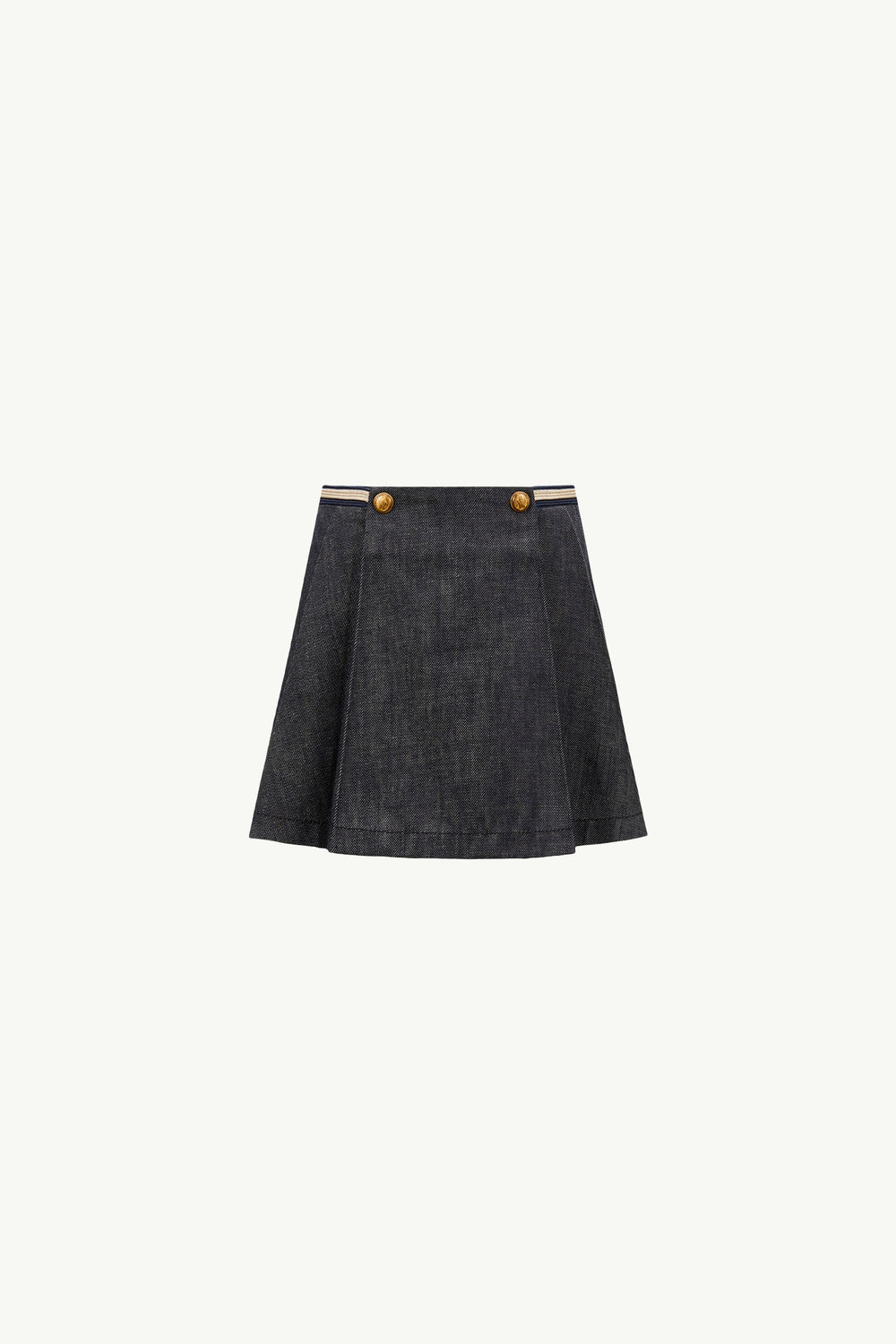 Pleated Denim Skirt Girl Denim Blue Moncler 0