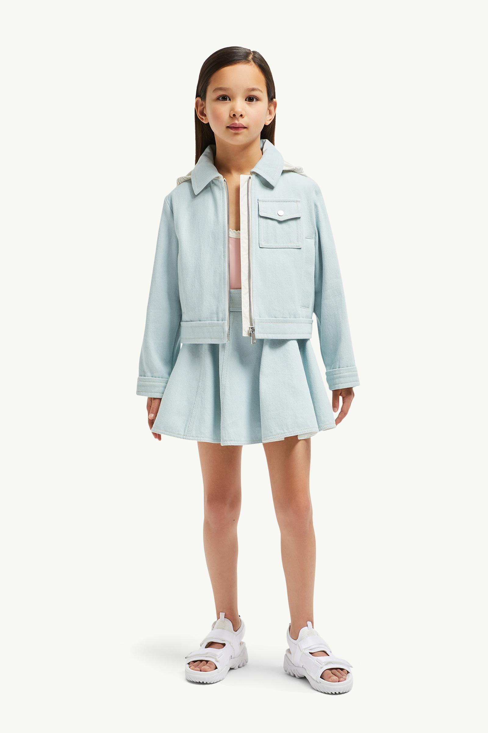 Flared Denim Mini Skirt Girl Light Blue Moncler 1