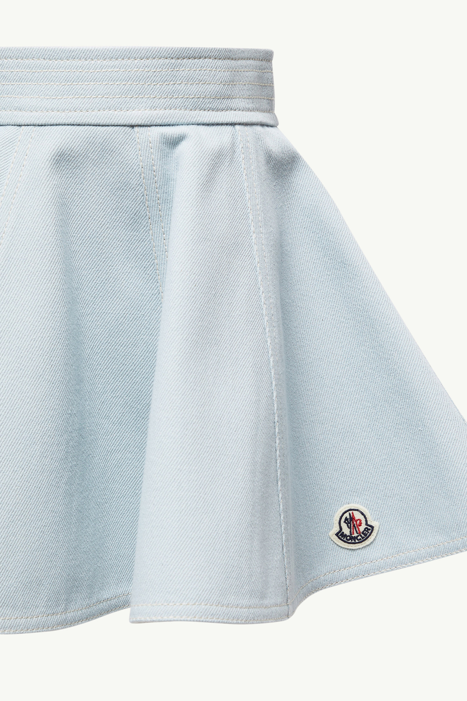 Flared Denim Mini Skirt Girl Light Blue Moncler 3