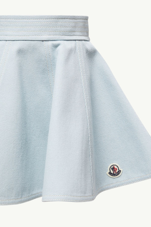Mini-jupe évasée en denim Fille Bleu clair Moncler 3