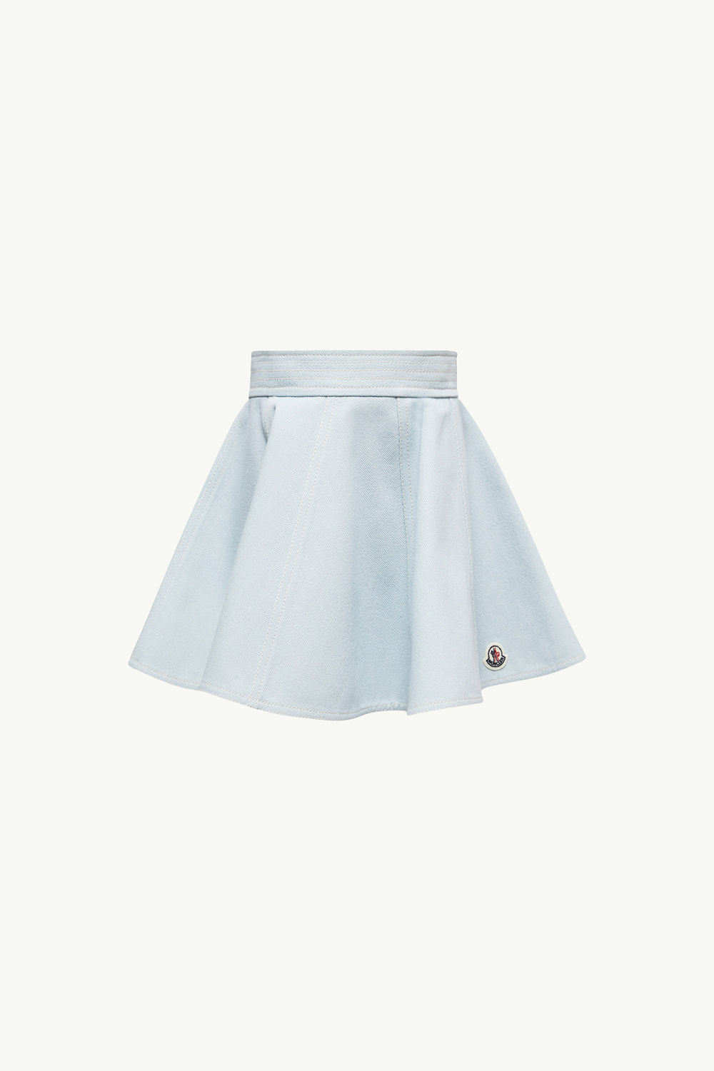 Flared Denim Mini Skirt Girl Light Blue Moncler 0