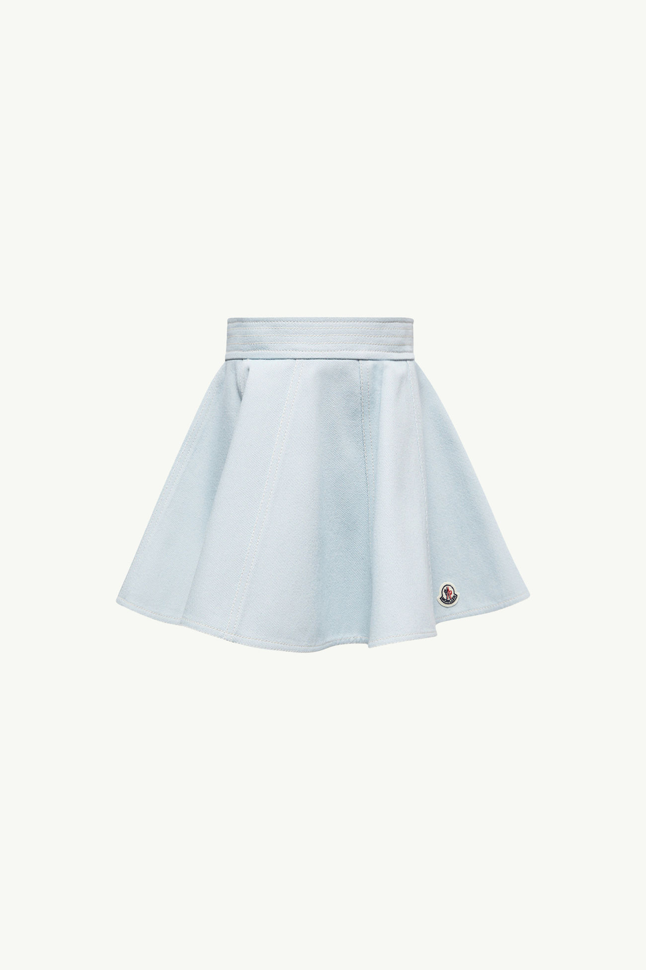 Flared Denim Mini Skirt Girl Light Blue Moncler 0