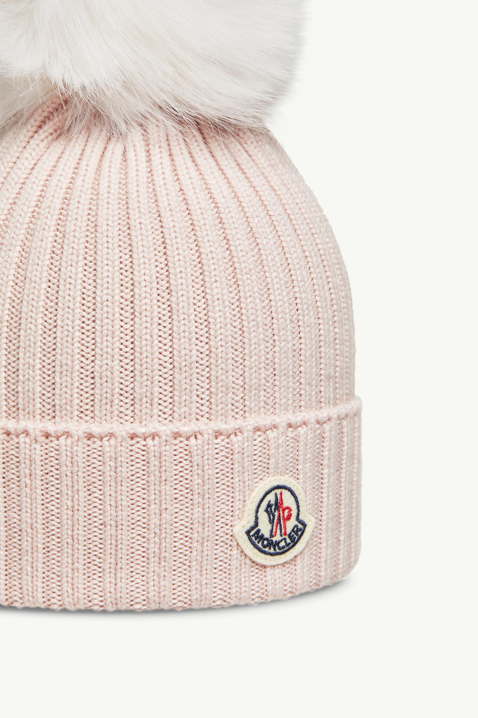Wool Beanie with Pom Pom Girl Pink Moncler 1