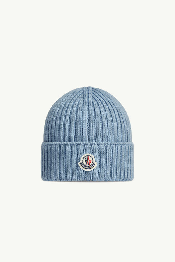 Wool Beanie Boy Light Blue Moncler 0