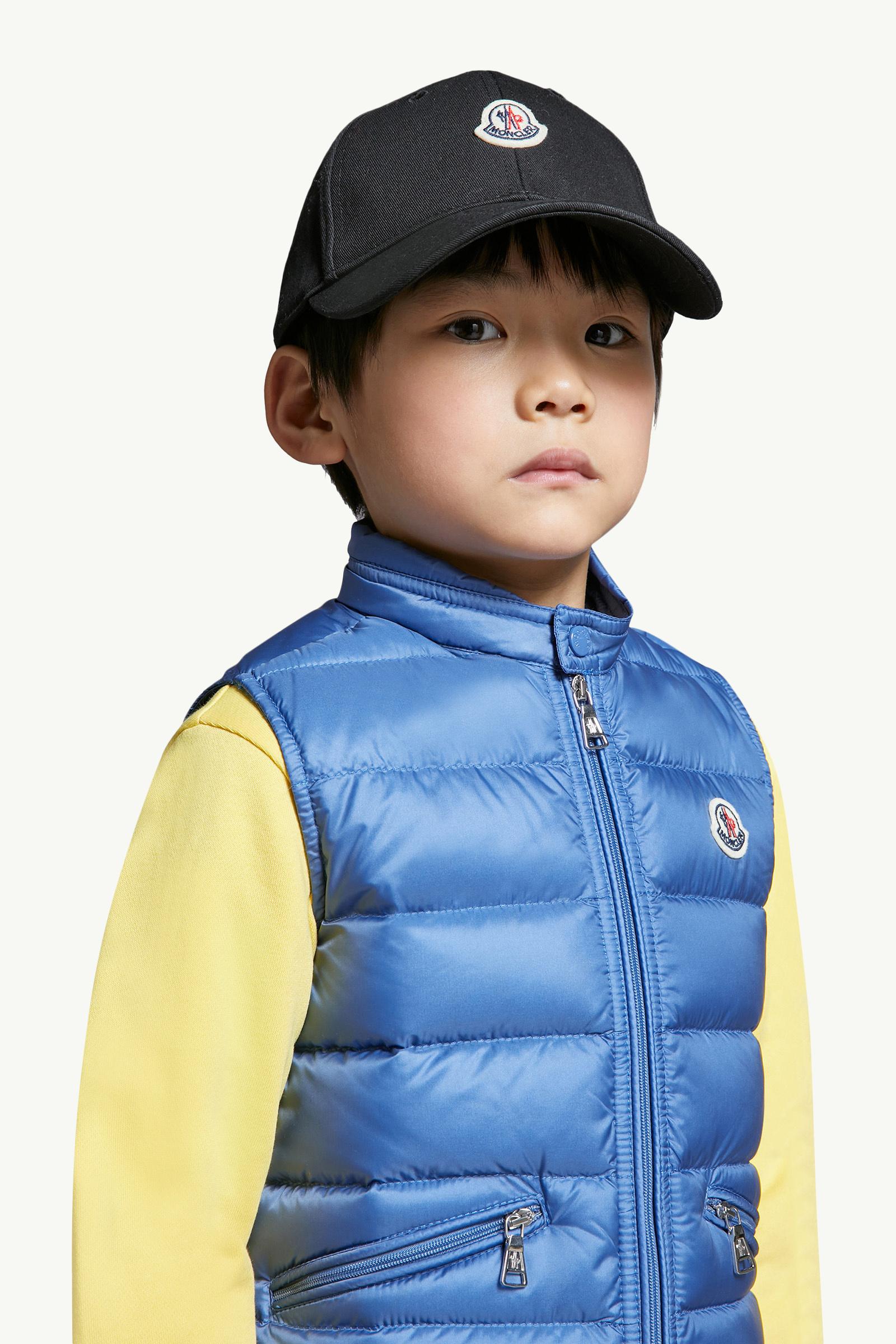 Cotton Gabardine Baseball Cap Boy Black Moncler 1