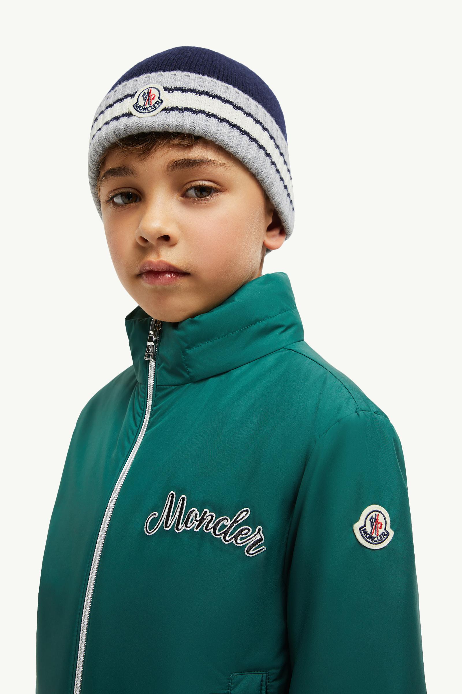Striped Wool Beanie Boy Navy Blue Moncler 1