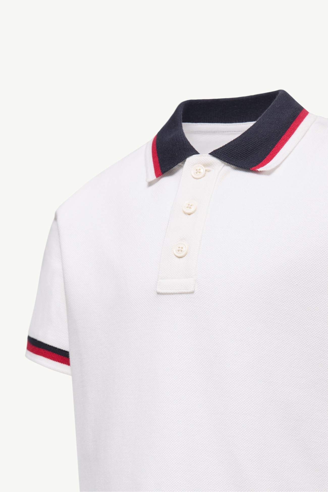 Tricolor-Trimmed Cotton Polo Shirt Boy White Moncler 1