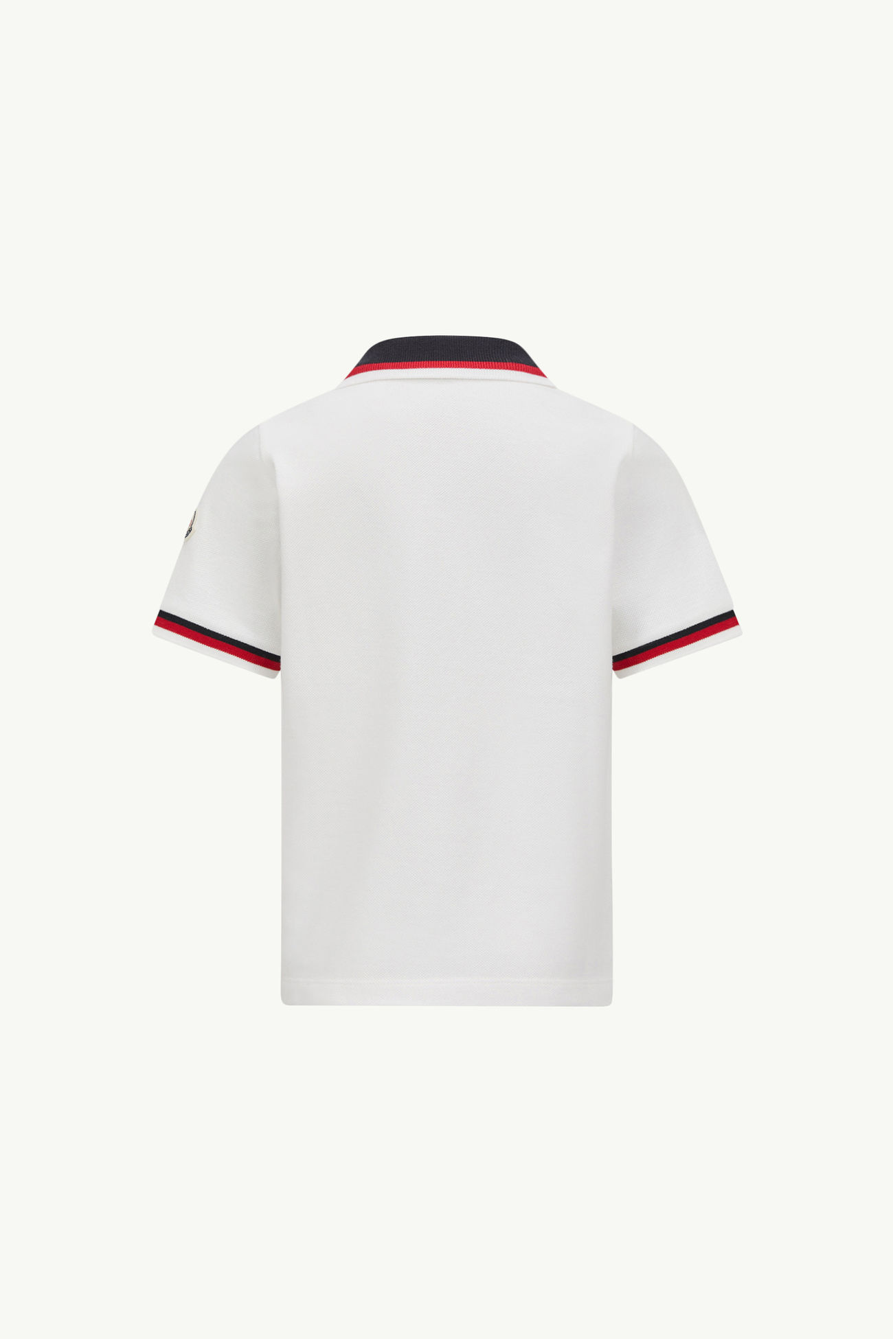 Polo in cotone con finiture tricolore Bambino Bianco Moncler 2