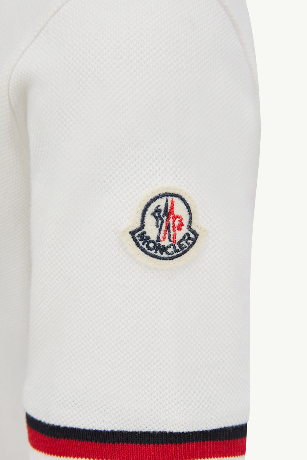 Tricolor-Trimmed Cotton Polo Shirt Boy White Moncler 3
