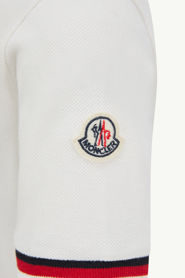 Tricolor-Trimmed Cotton Polo Shirt Boy White Moncler 3