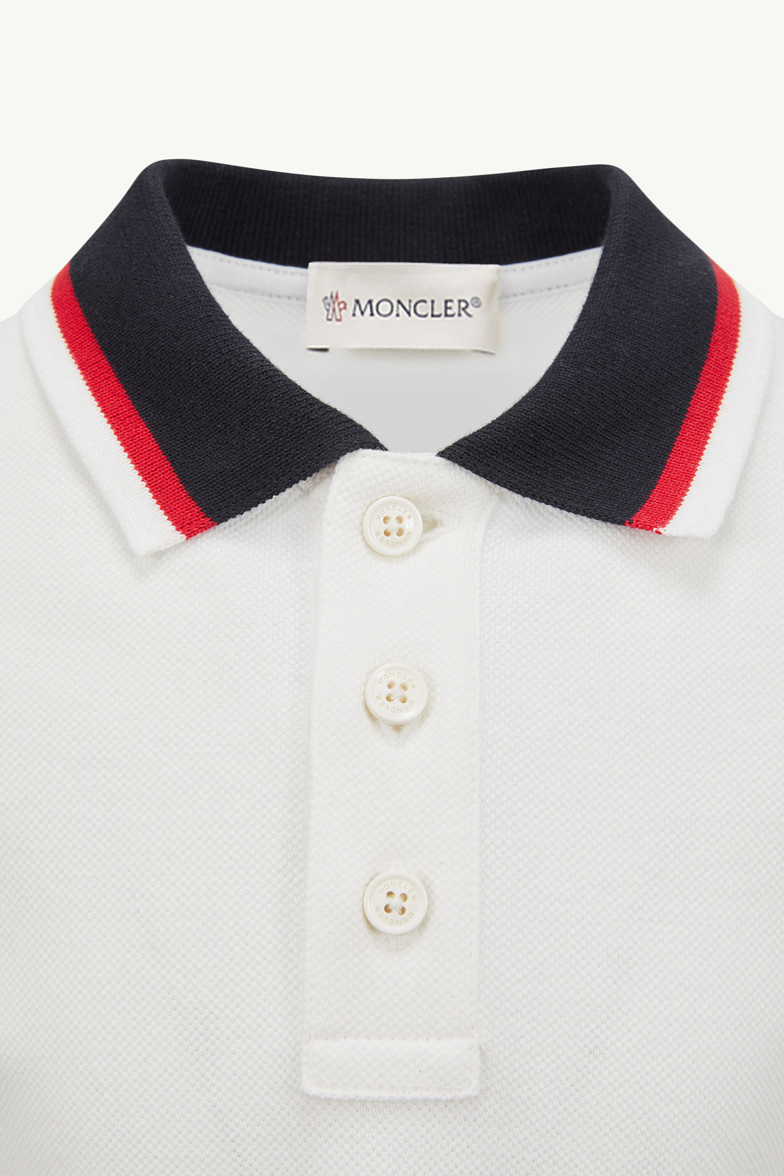 Poloshirt aus Baumwolle mit dreifarbigem Besatz Jungen Weiß Moncler 4