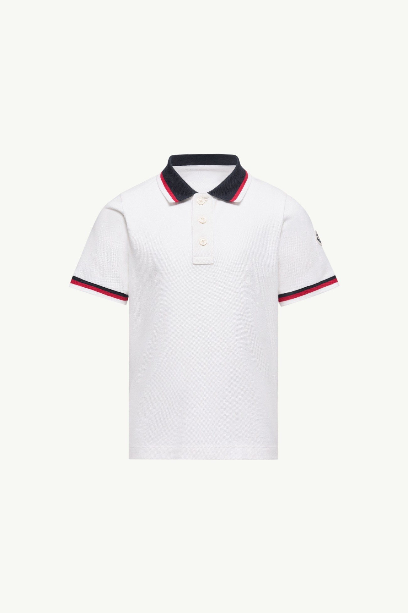 Polo de algodón con ribete tricolor Niño Blanco Moncler 0