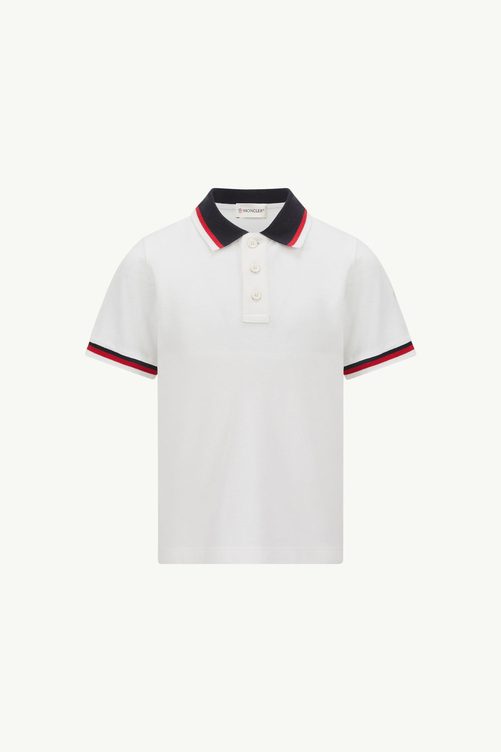 Tricolor-Trimmed Cotton Polo Shirt Boy White Moncler 0