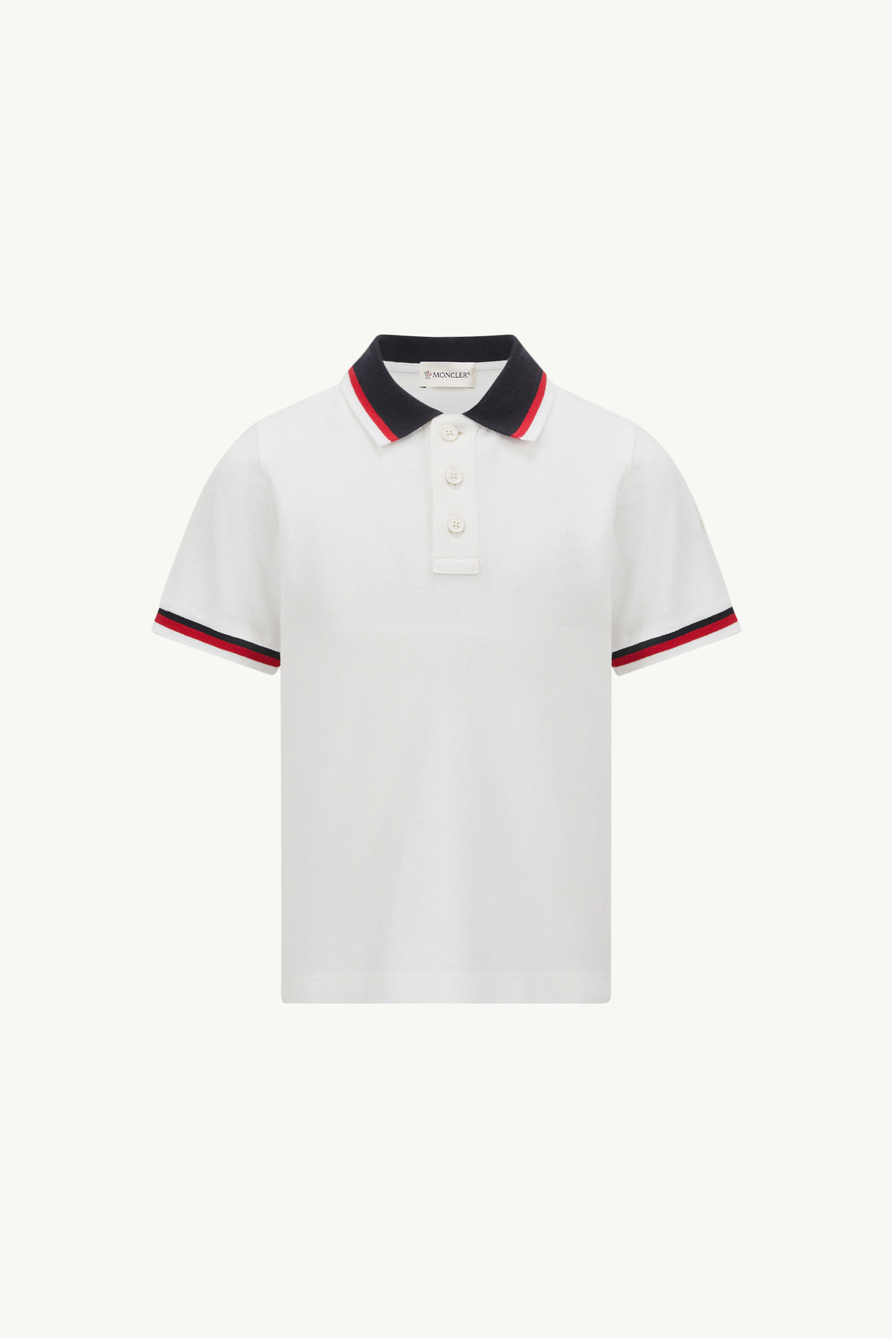 Tricolor-Trimmed Cotton Polo Shirt Boy White Moncler 0