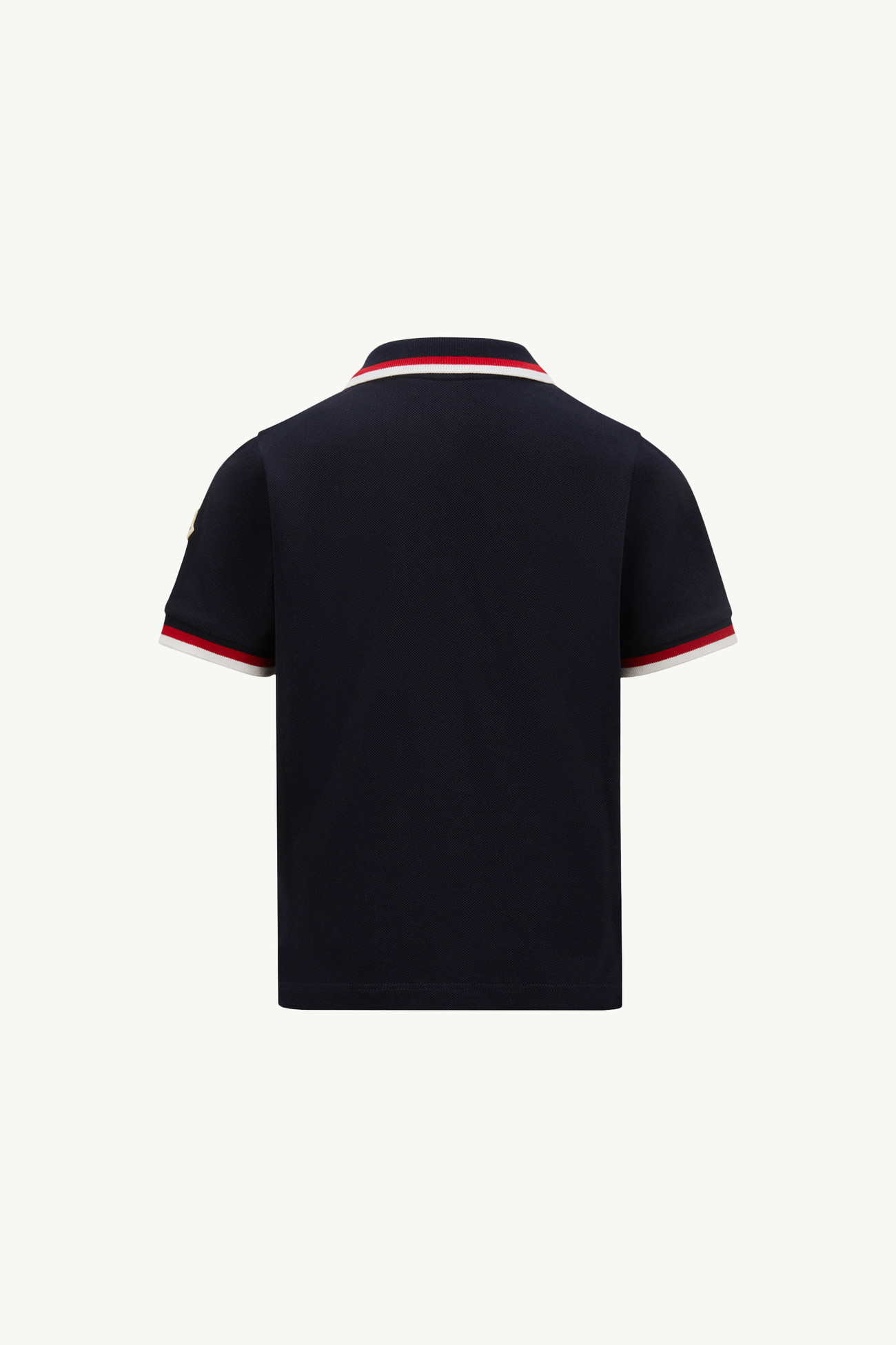 Polo en coton à bords tricolores Garçon Bleu marine Moncler 1