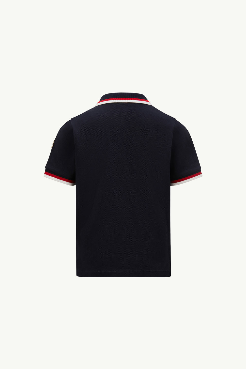 Tricolor-Trimmed Cotton Polo Shirt Boy Navy Blue Moncler 1