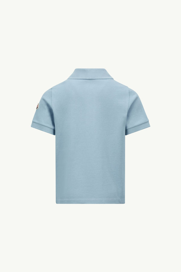 Poloshirt aus Baumwolle mit dreifarbigem Besatz Jungen Hellblau Moncler 2