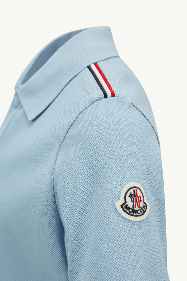 Poloshirt aus Baumwolle mit dreifarbigem Besatz Jungen Hellblau Moncler 3