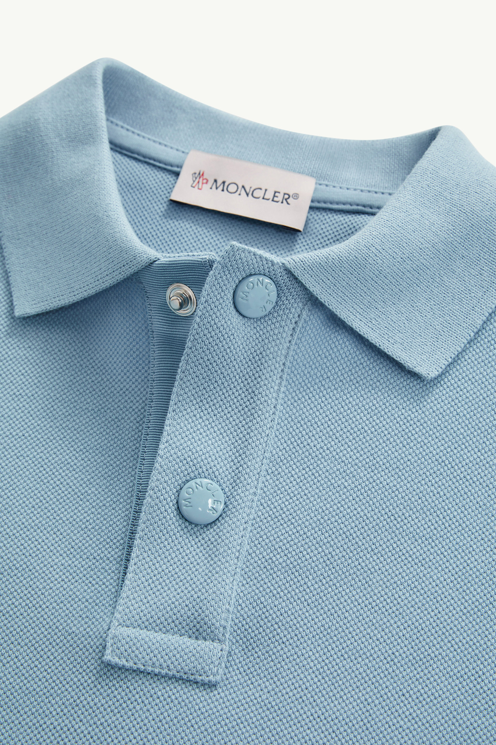Tricolor-Trimmed Cotton Polo Shirt Boy Light Blue Moncler 4